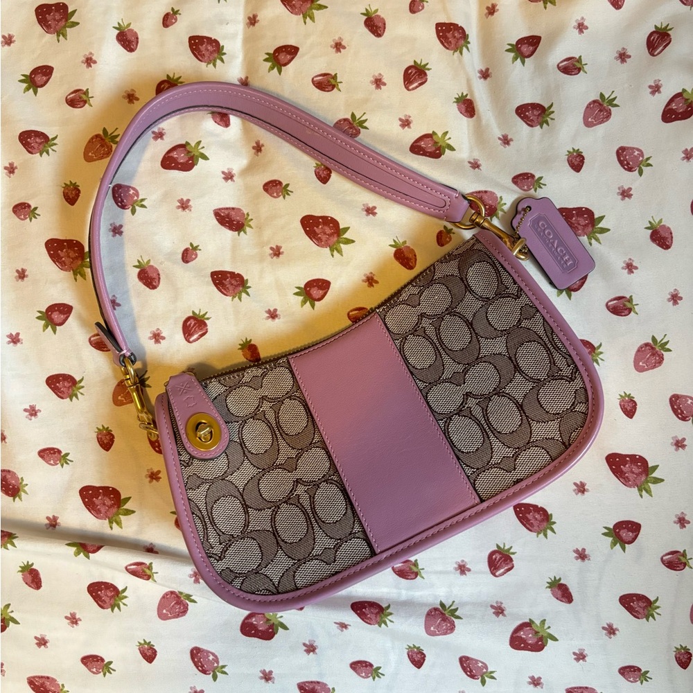 COPY - Coach Purple and gray Shoulder Bag with Monogram Print